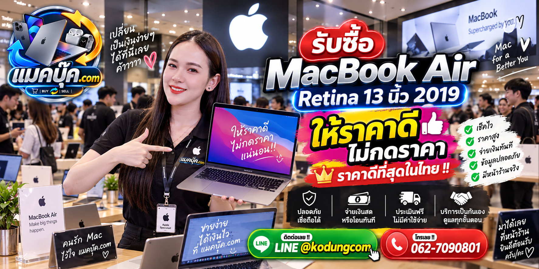 ภาพรายละเอียดสภาพ MacBook Air Retina 13 นิ้ว 2019 เพื่อประกอบการประเมินราคา