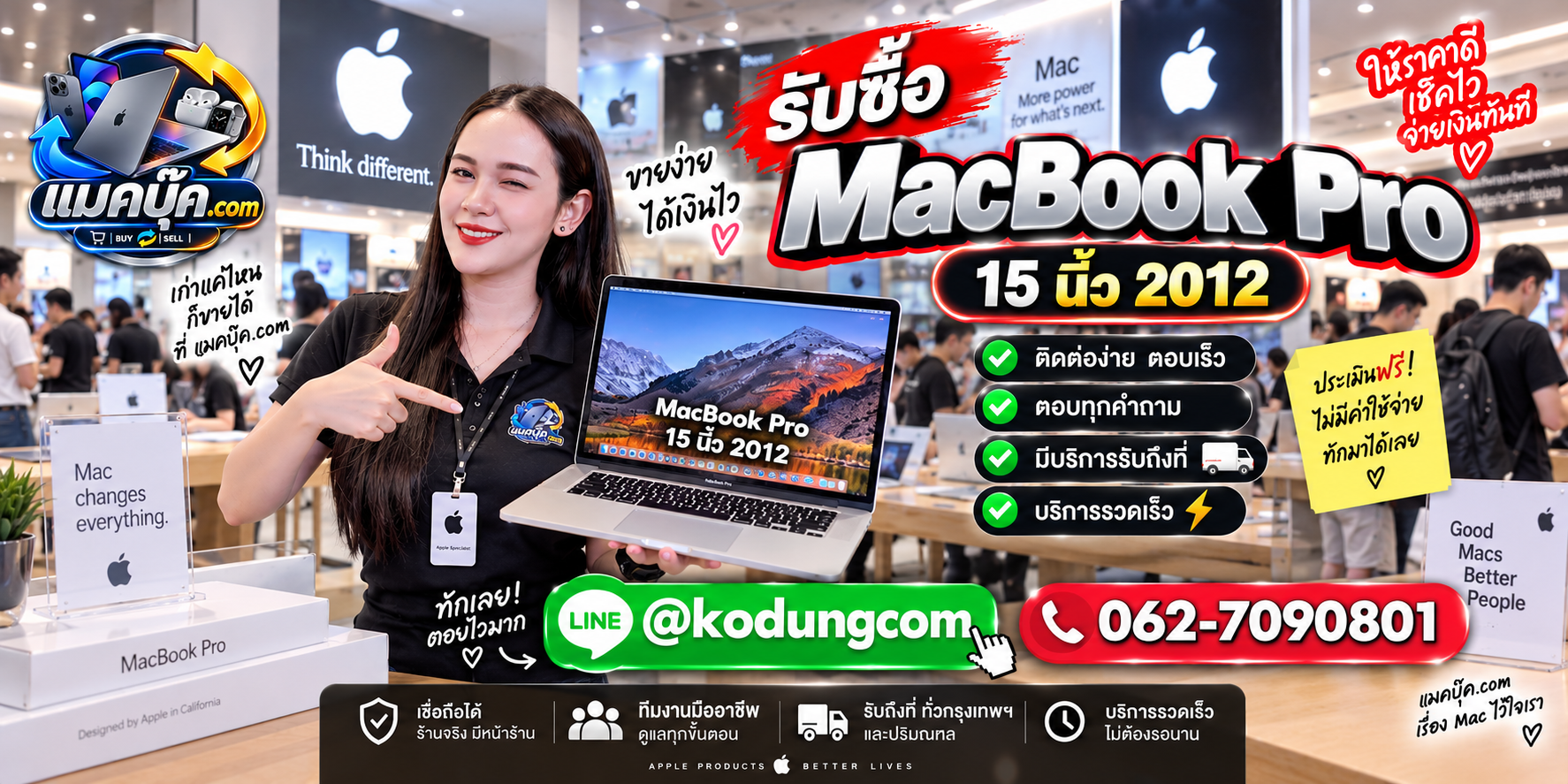 ภาพเครื่อง MacBook Pro 15 นิ้ว 2012 สำหรับประเมินราคารับซื้อ