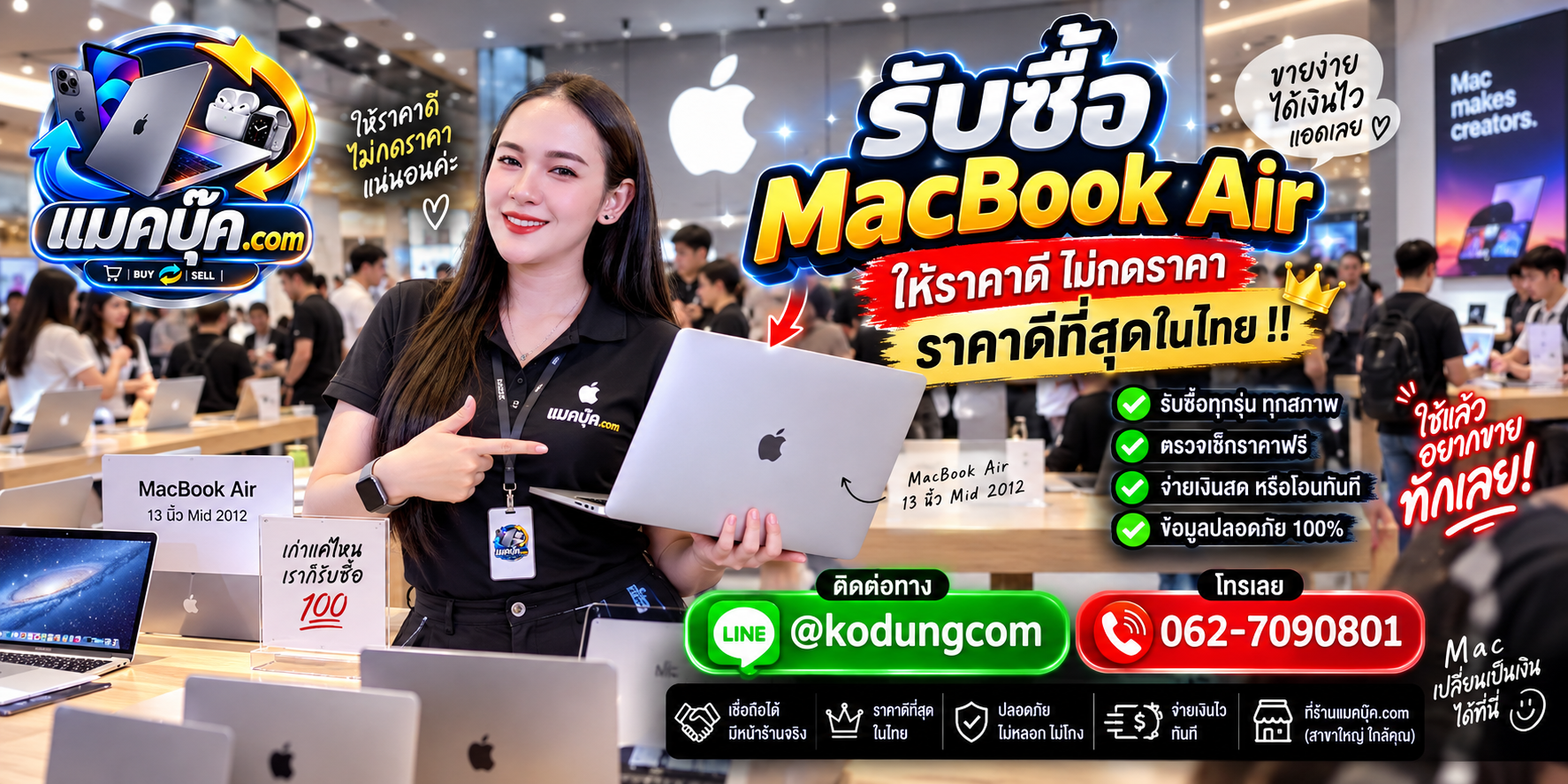 ภาพรายละเอียดสภาพ MacBook Air 13 นิ้ว Mid 2012 เพื่อประกอบการประเมินราคา