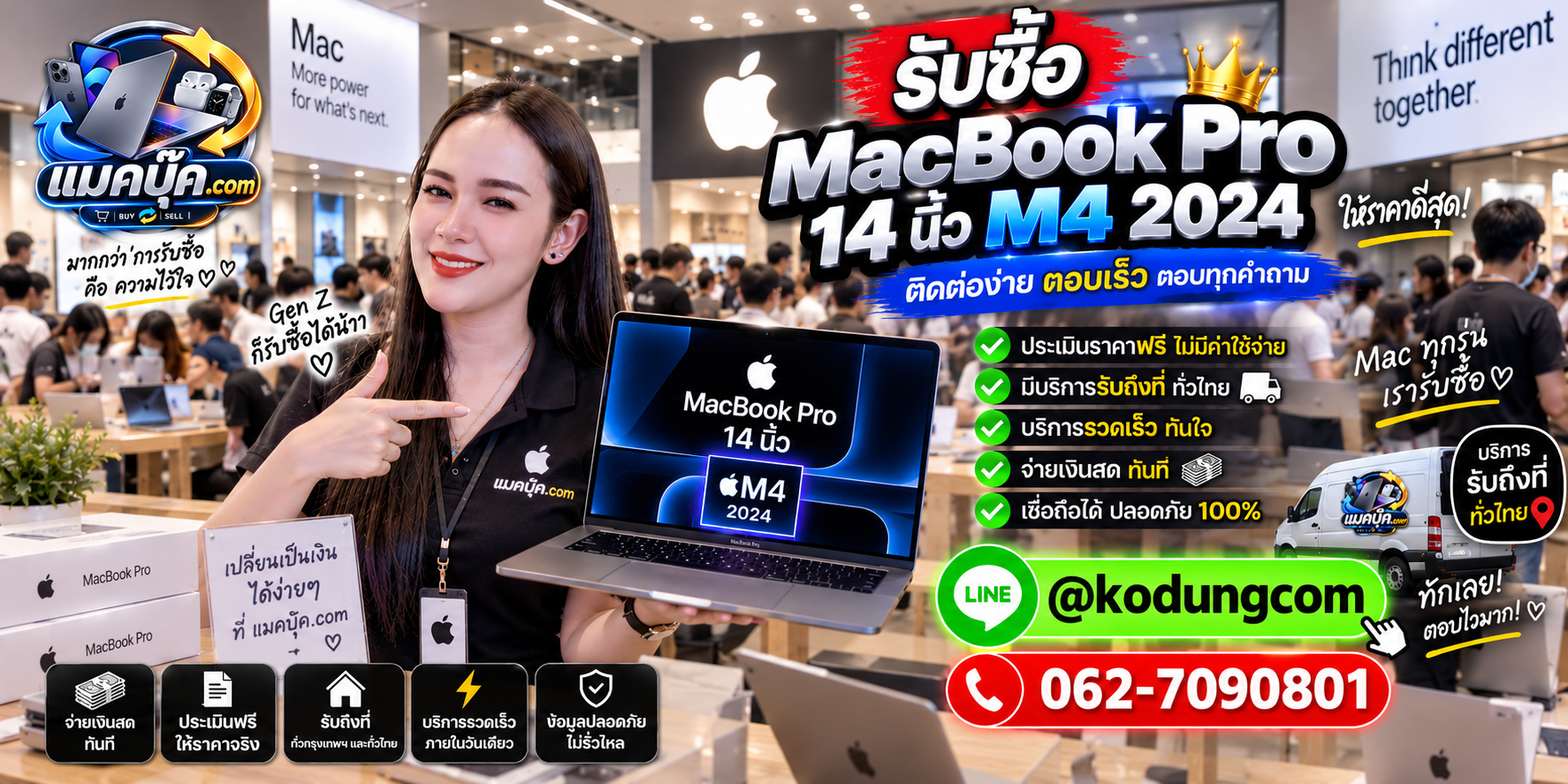ภาพเครื่อง MacBook Pro 14 นิ้ว M4 2024 สำหรับประเมินราคารับซื้อ