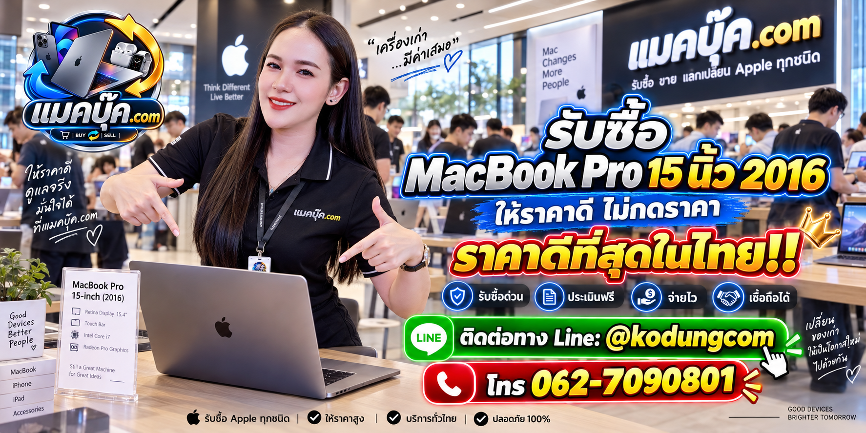 ภาพรายละเอียดสภาพ MacBook Pro 15 นิ้ว 2016 เพื่อประกอบการประเมินราคา
