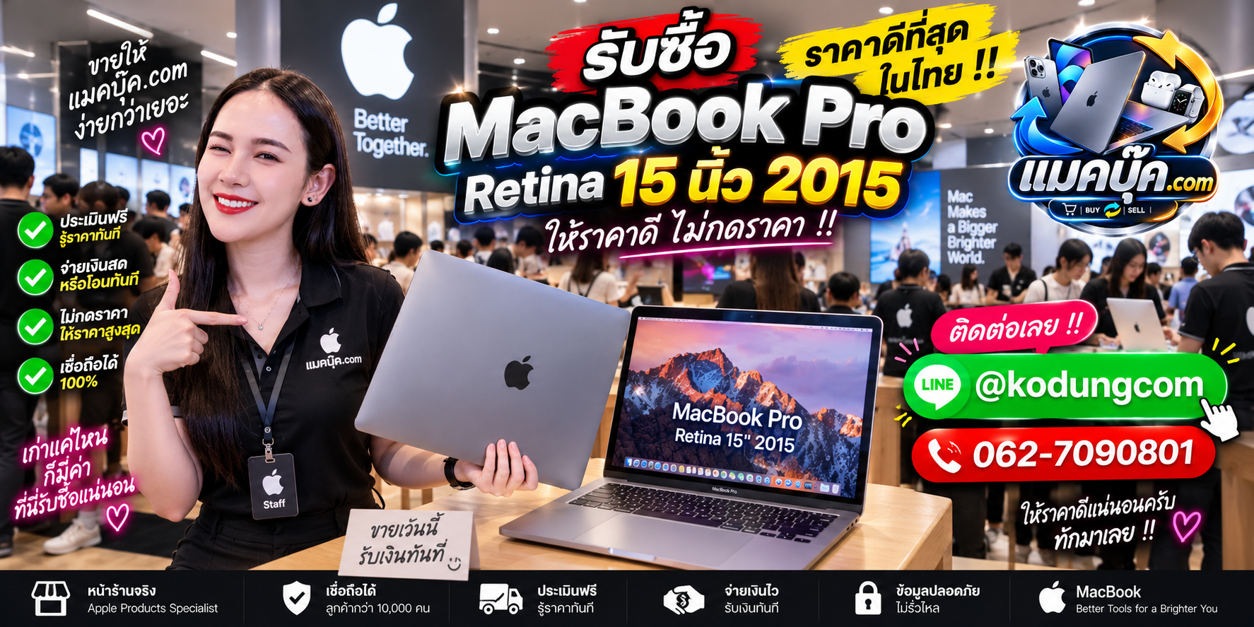 ภาพรายละเอียดสภาพ MacBook Pro Retina 15 นิ้ว 2015 เพื่อประกอบการประเมินราคา
