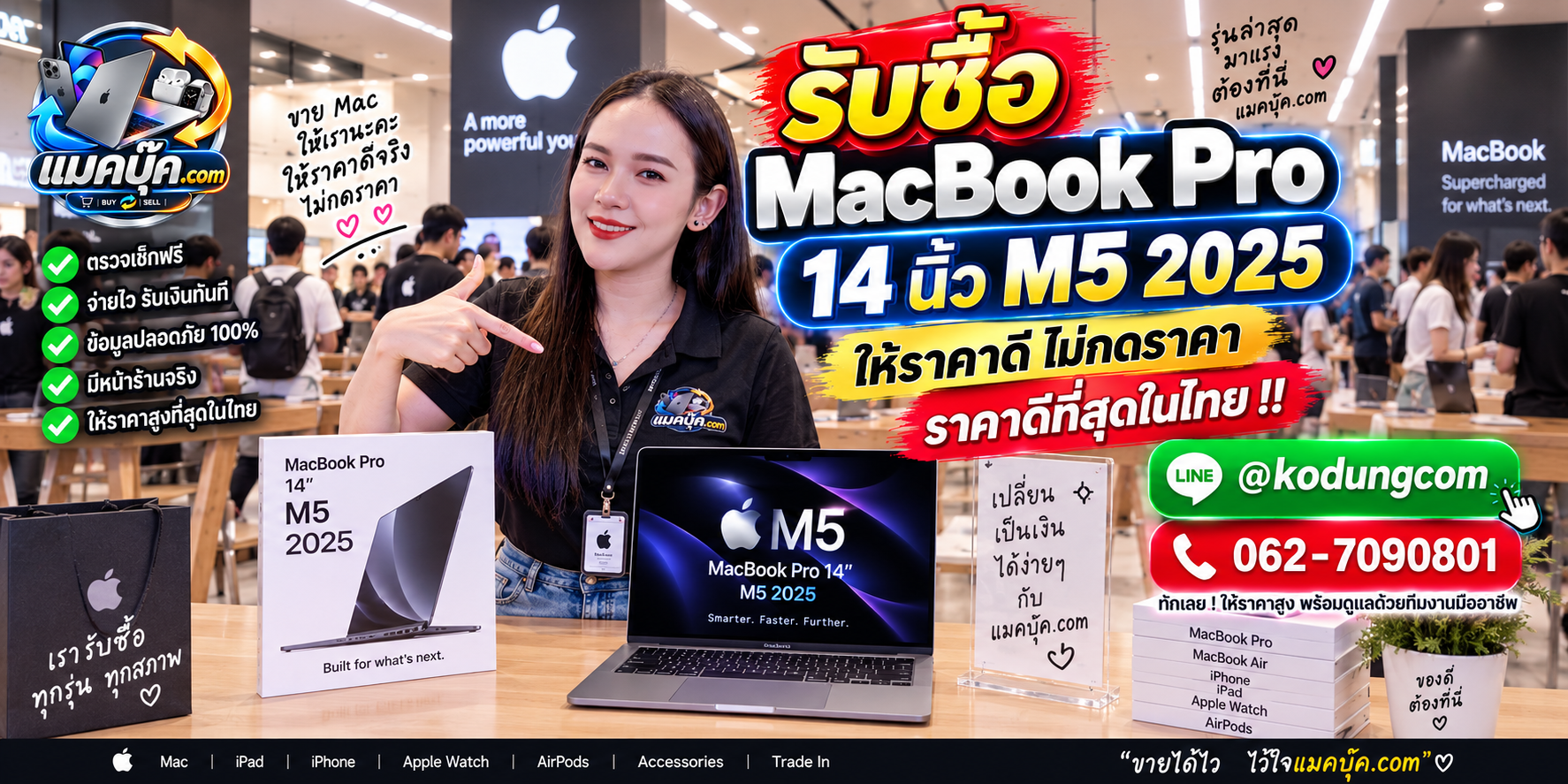 ภาพรายละเอียดสภาพ MacBook Pro 14 นิ้ว M5 2025 เพื่อประกอบการประเมินราคา