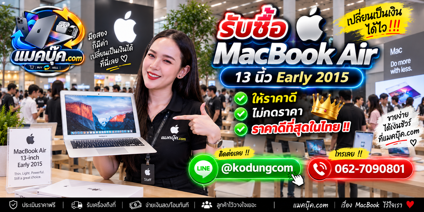 ภาพรายละเอียดสภาพ MacBook Air 13 นิ้ว Early 2015 เพื่อประกอบการประเมินราคา