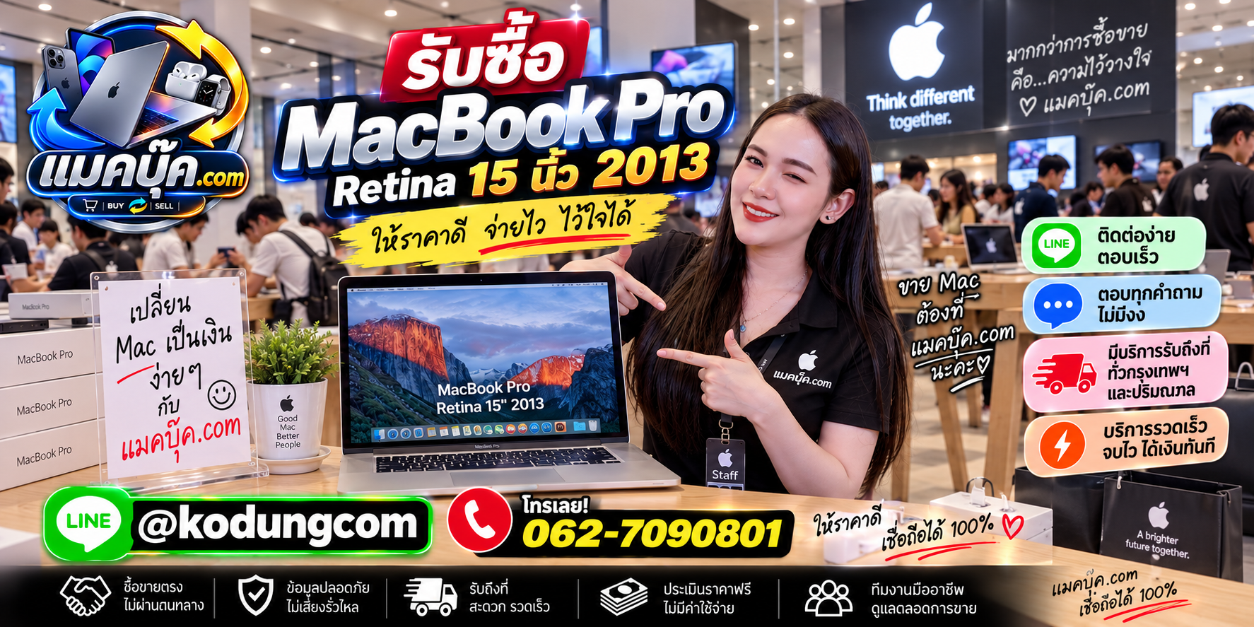 ภาพเครื่อง MacBook Pro Retina 15 นิ้ว 2013 สำหรับประเมินราคารับซื้อ